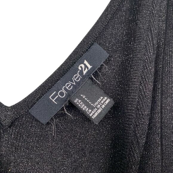 Forever 21 Black Silver Sleeveless Contour Sweater Dress Size Large 127 - Picture 4 of 8